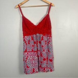 Josie Natori Women's Slip medium  Babydoll Lingerie Red Lace Sleepwear